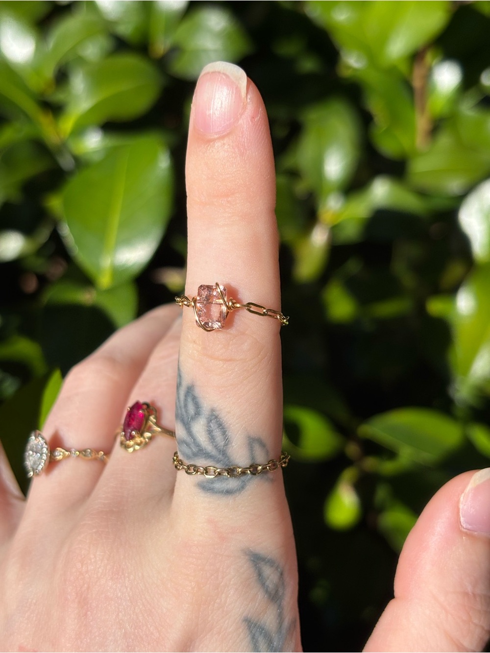 Morganite chain ring - Picture 4 of 4